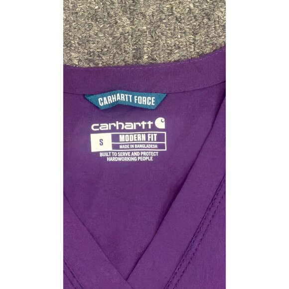 Carhartt Force Medical Scrub Top Womens Small Purple Modern Fit Wicking Utility - Picture 3 of 3